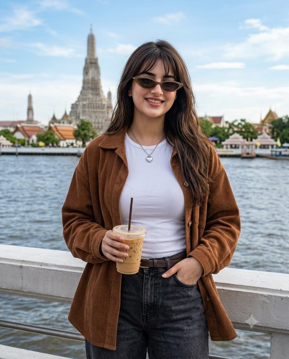 Bangkok Travel Woman Portrait Luxury Style AI Image Prompt | Riverside 8K Photography