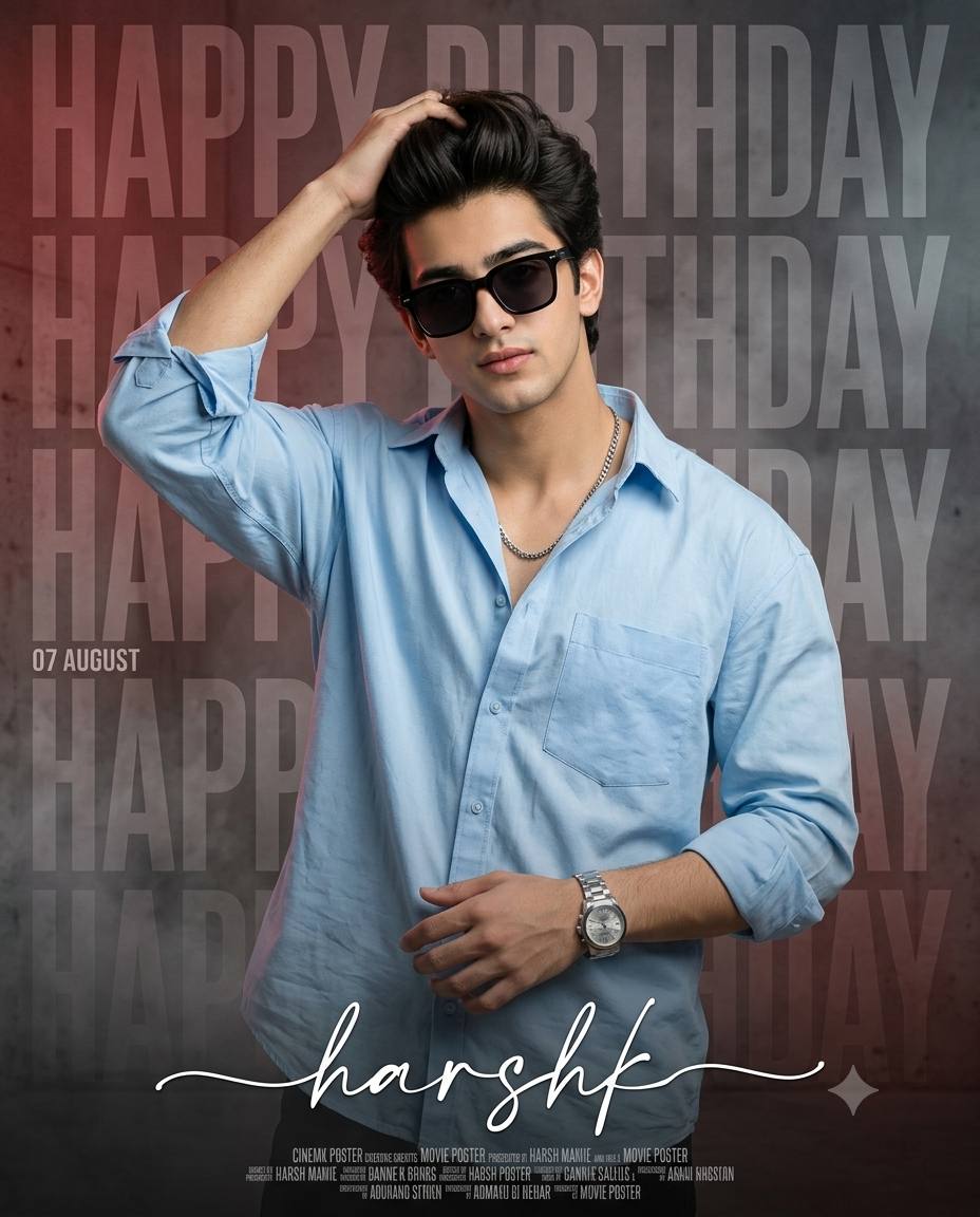 Luxury birthday man AI prompt | Blue oversized shirt & cinematic background