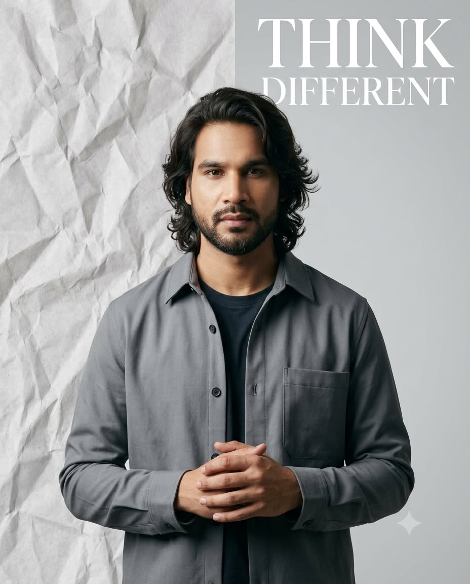 Male Fashion Editorial Think Different AI Prompt Luxury Studio 4:5