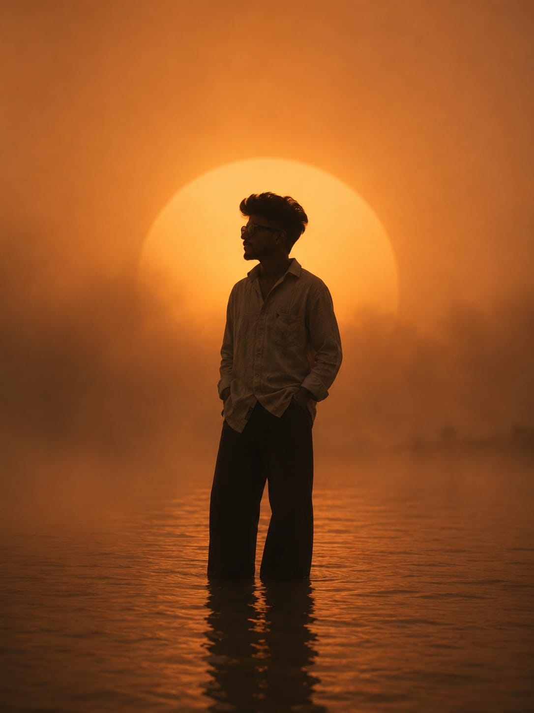 Minimalist Silhouette Portrait AI Prompt | Cinematic Sunset Editorial Photography (8K)