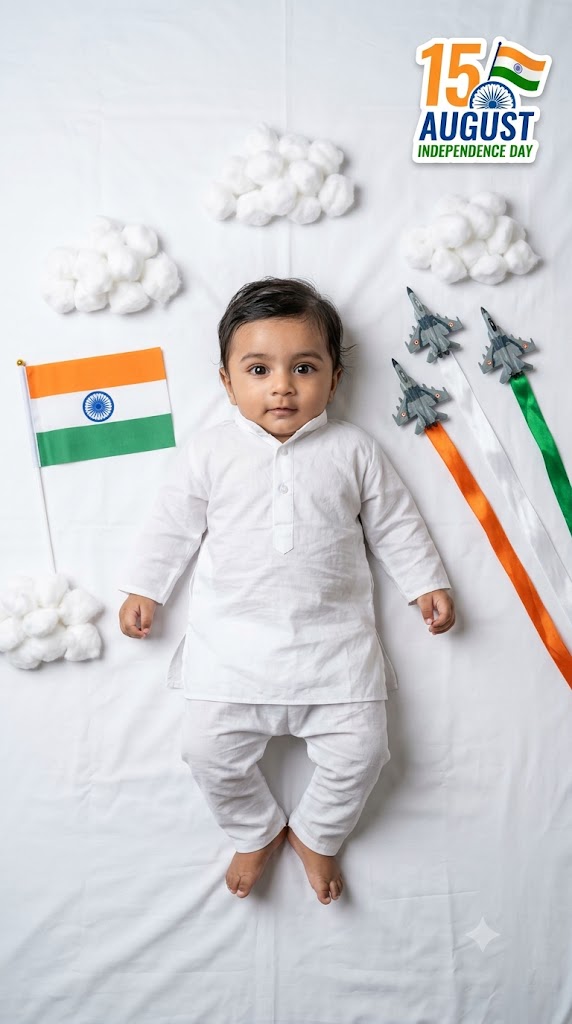 Photorealistic Baby Milestone AI Prompt | Indian Flag Flat Lay