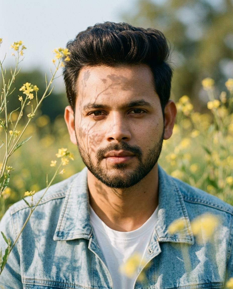 Golden Hour Wildflower Field Portrait: Cinematic AI Photography Prompt