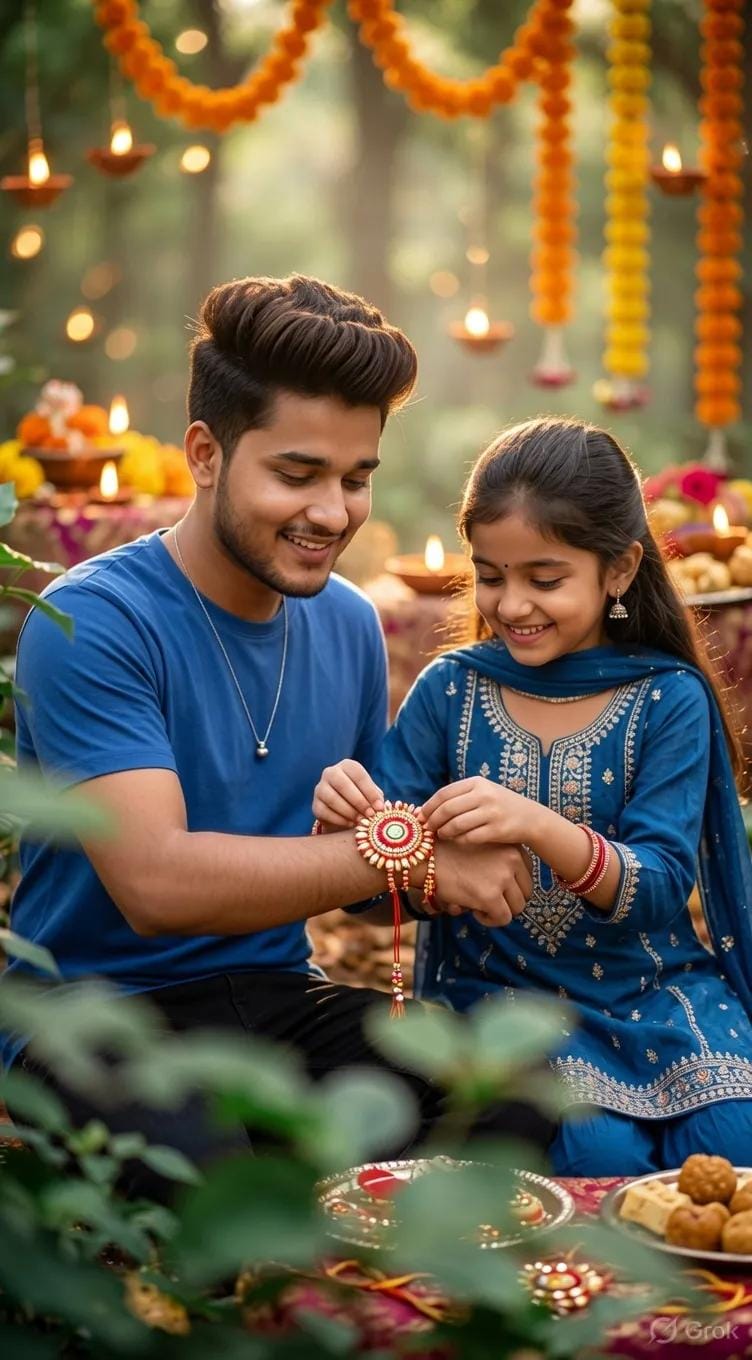 Raksha Bandhan AI Prompt – Cinematic Brother-Sister Rakhi Celebration
