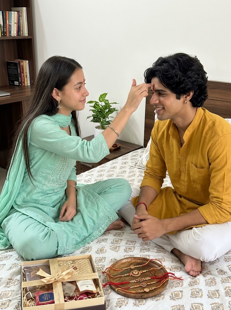 Raksha Bandhan Tilak Ceremony AI Image Prompt | Emotional Brother Sister Ritual Photography