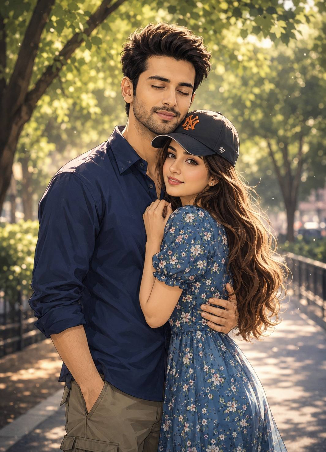 Romantic Anime Couple Hug in Soft Dreamy Aesthetic AI Image Prompt