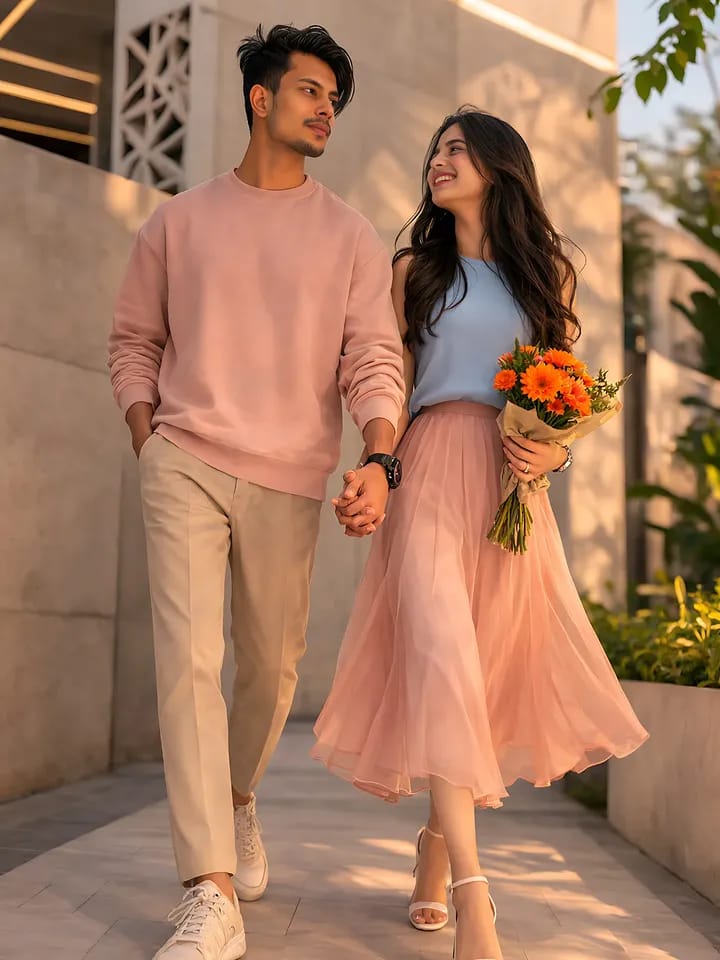 Romantic Outdoor Couple Photography AI Prompt | 8K Cinematic Portrait