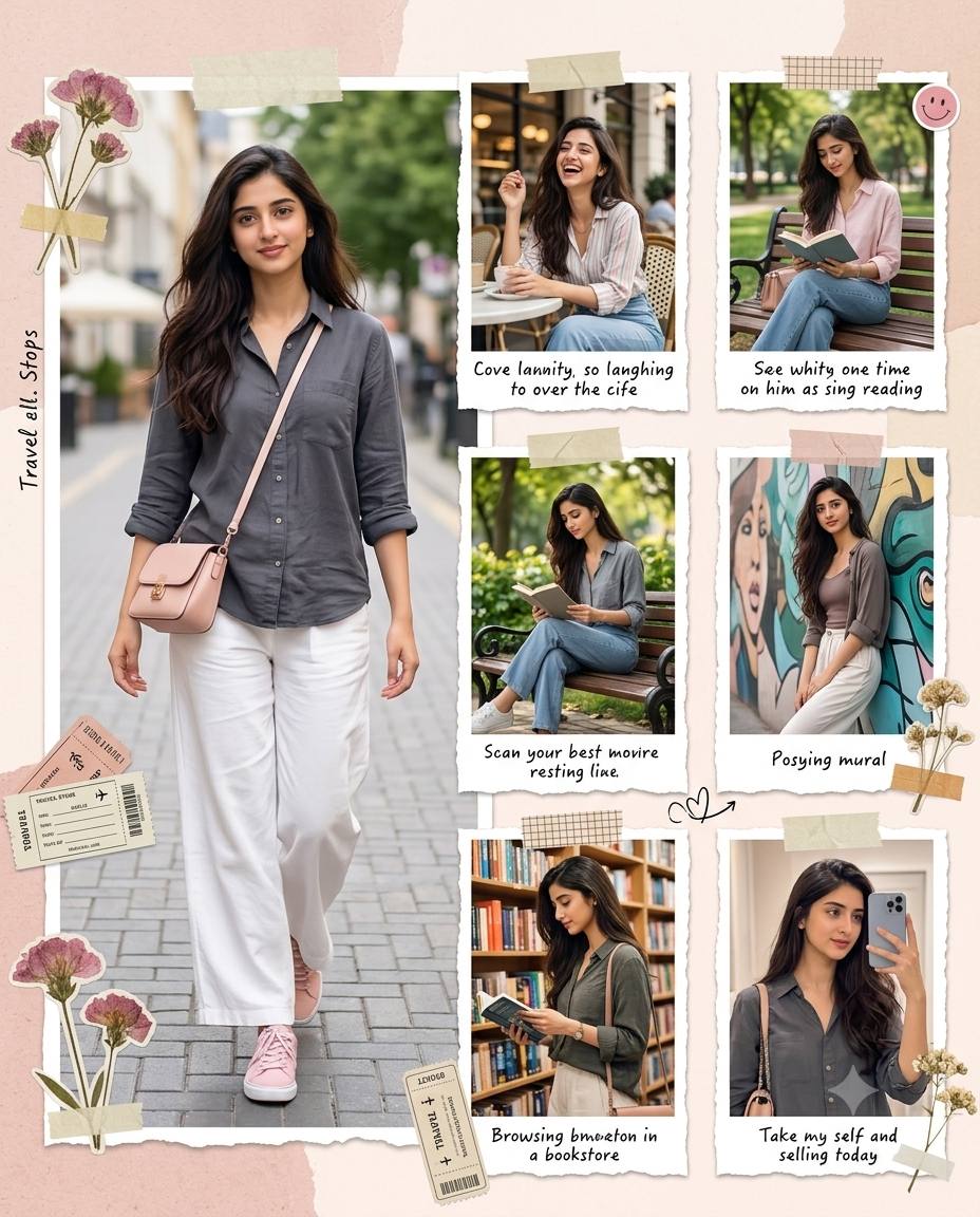 Stylish Indian Girl Scrapbook Photo Collage | Aesthetic Fashion Portrait AI Image Prompt