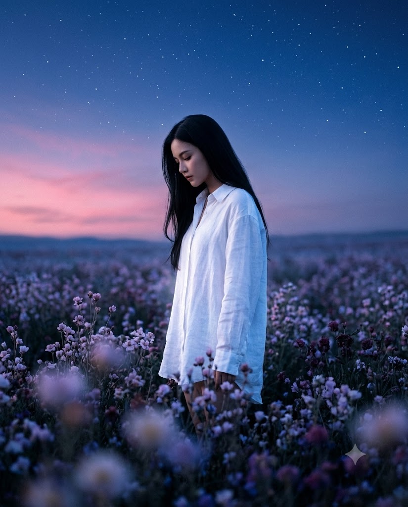 Stylish Indian Woman in Maroon Top and White Cardigan Among Cherry Blossoms AI Image Prompt