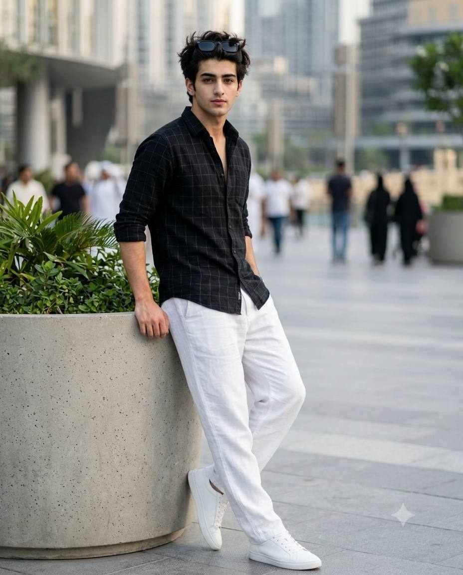 Stylish Young Boy Urban Fashion Portrait with Messy Voluminous Hair | Ultra-Realistic HD AI Image Prompt
