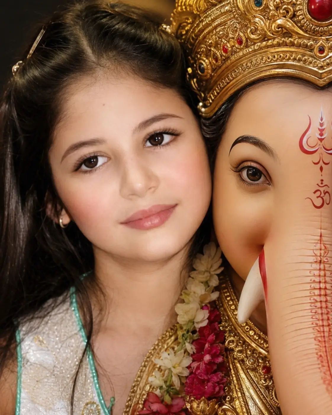 Trending Half Face with Ganpati Bappa AI Image Prompt – Photorealistic 4:5 Portrait