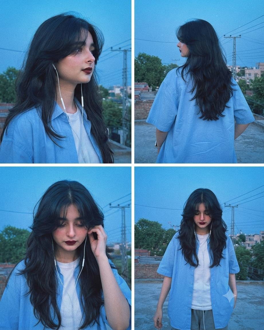 Ultra-Realistic 4 Panel Butterfly Haircut Girl Collage | Vintage Y2K AI Image Prompt