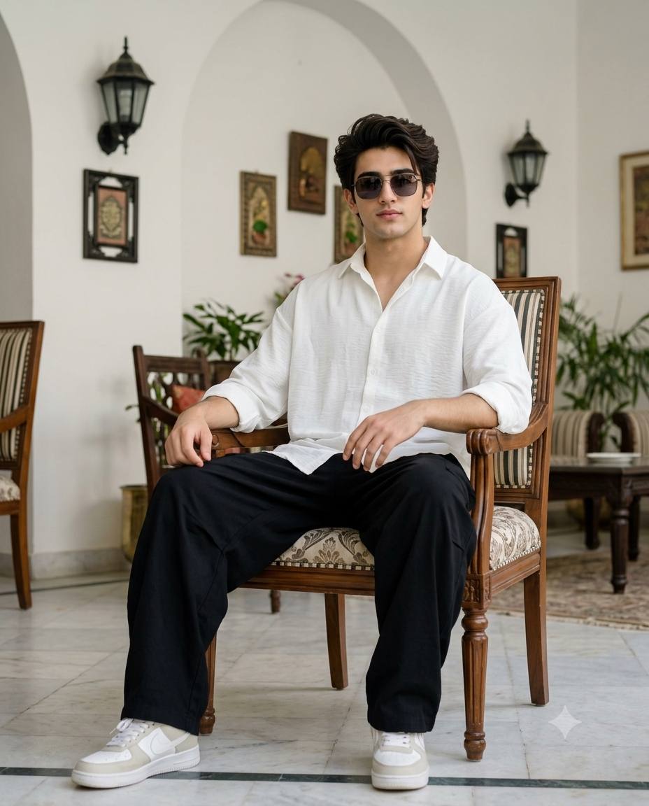 Ultra-Realistic Identity Lock Portrait in White Shirt & Black Pants | AI Photo Prompt