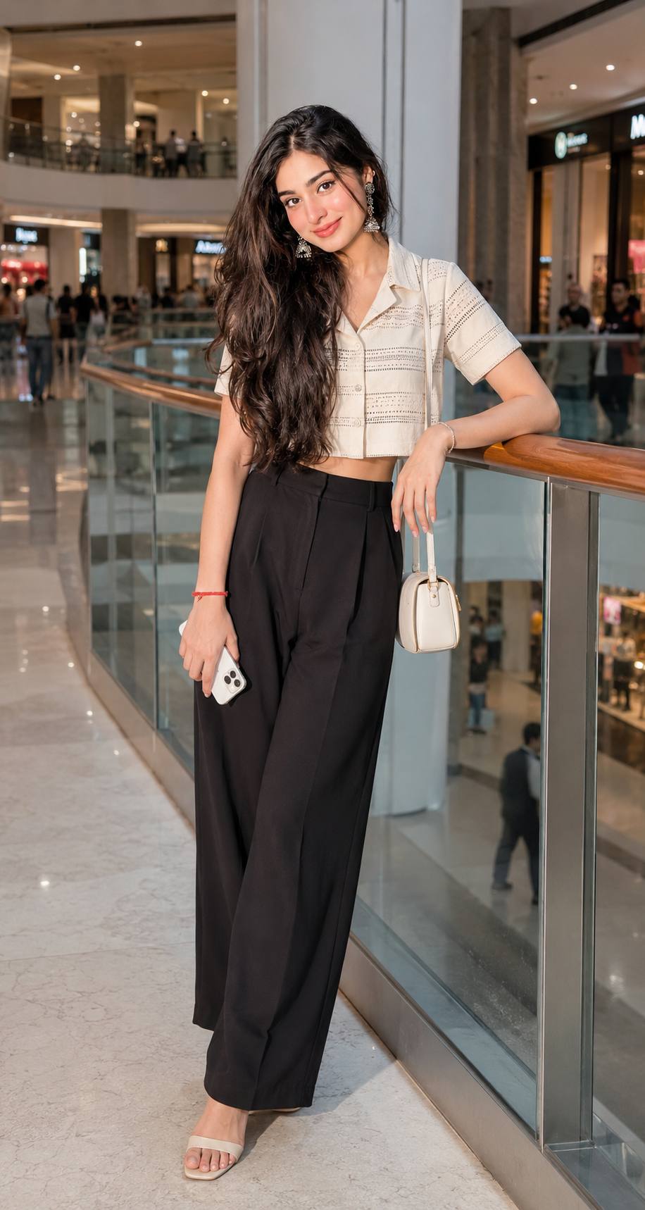 Ultra-Realistic Indian Woman Shopping Mall Fashion Portrait Photography AI prompt