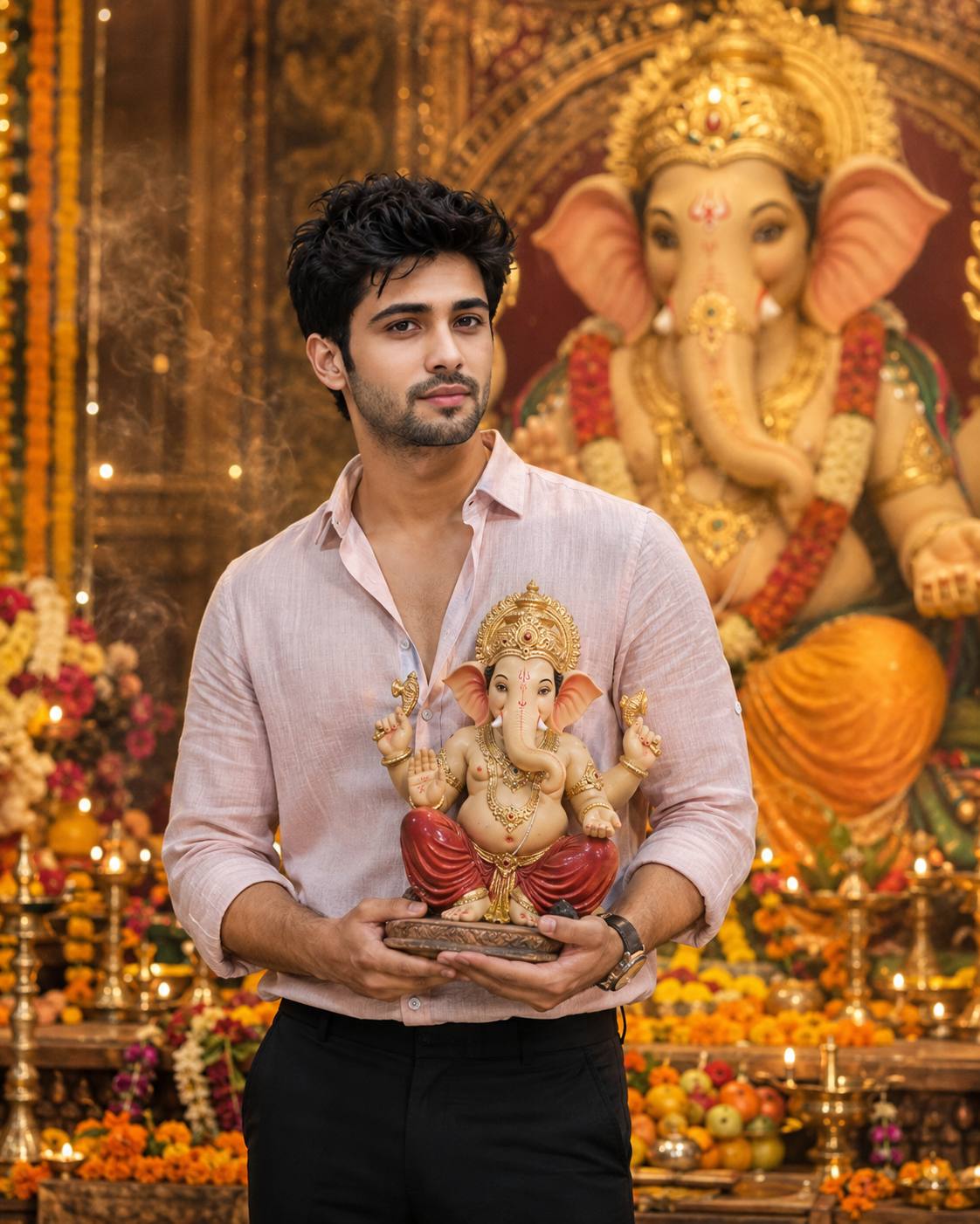 Ultra-Realistic Lord Ganesha AI Photo Prompt | Indian Man Festival Portrait 8K DSLR