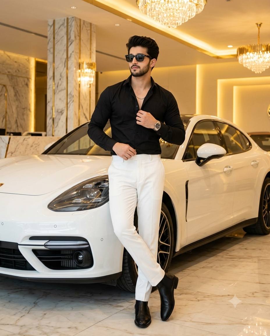 Ultra-Realistic Luxury Car Showroom Fashion Portrait with Face Identity Lock | 8K AI Image Prompt