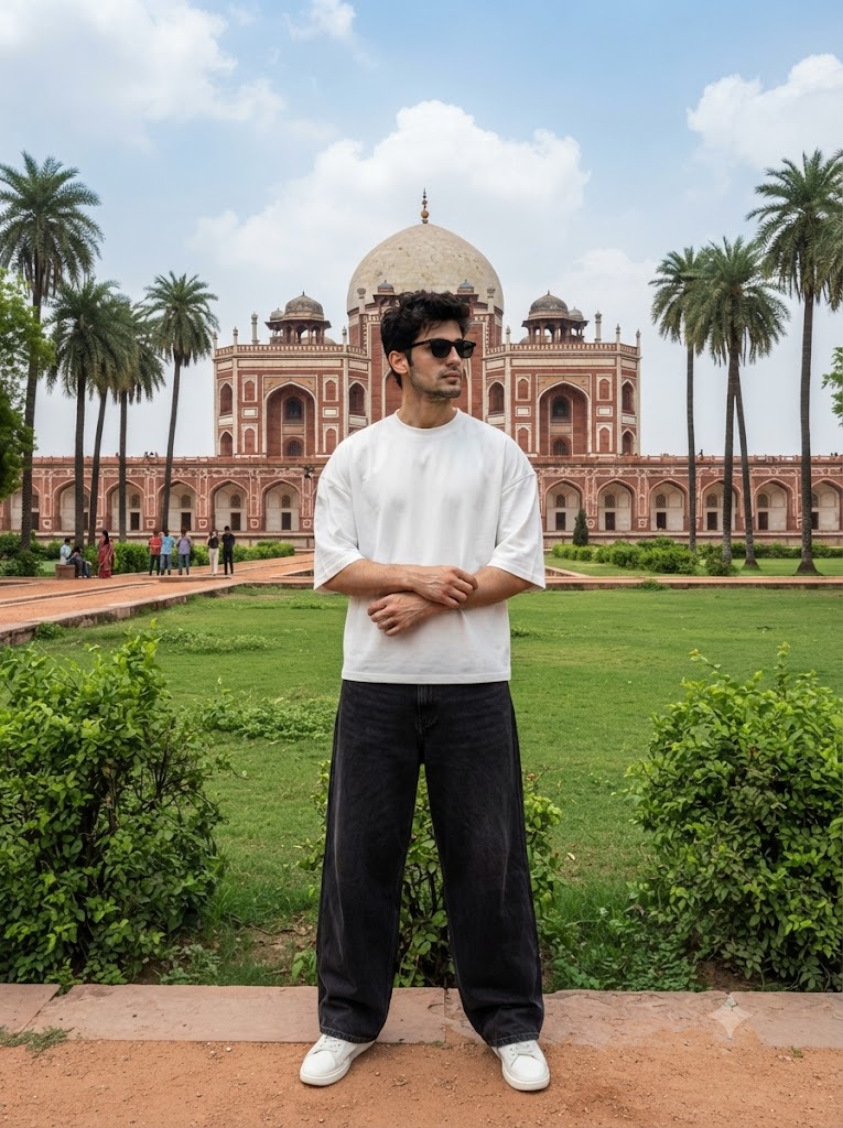 Ultra-Realistic Red Sandstone Monument Portrait with Exact Face and Pose AI Image Prompt