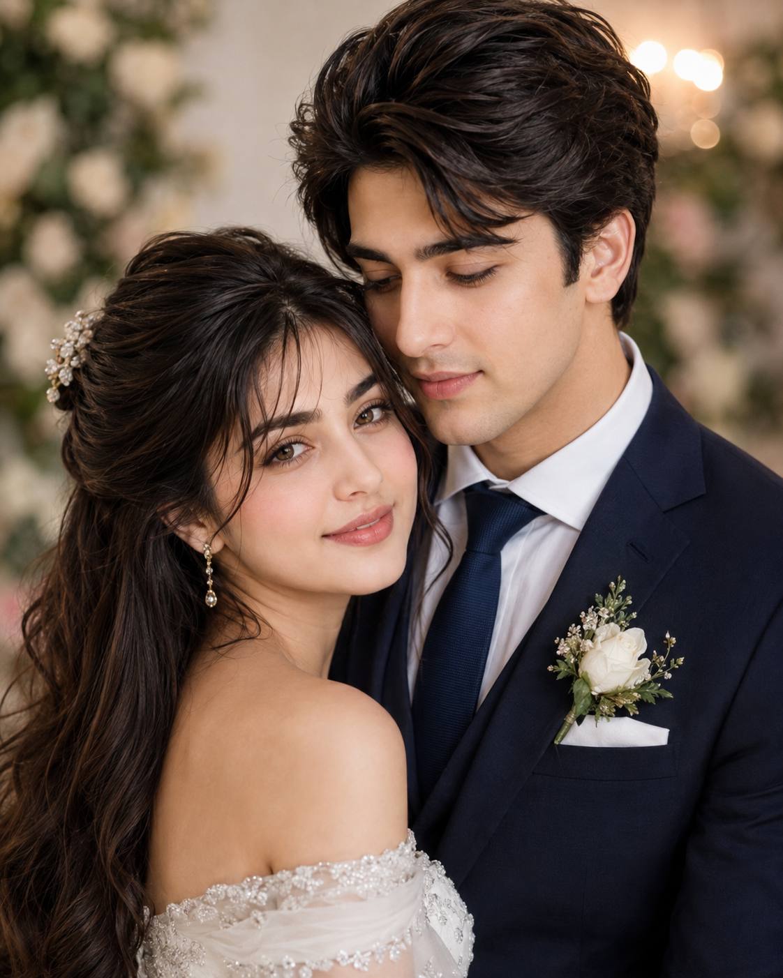 Ultra-Realistic Romantic Bride and Groom Wedding Portrait | 8K UHD AI Image Prompt