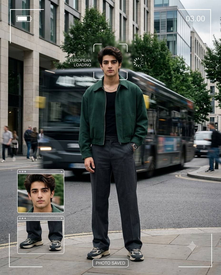 Ultra-Realistic Street Fashion Editorial AI Image Prompt with Motion Blur and Digital HUD