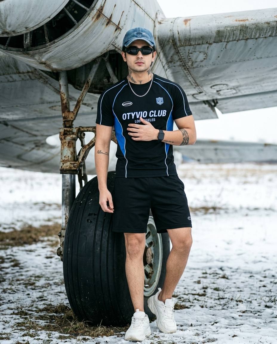 Ultra-Realistic Winter Aircraft Fashion Portrait for Men | AI Image Prompt