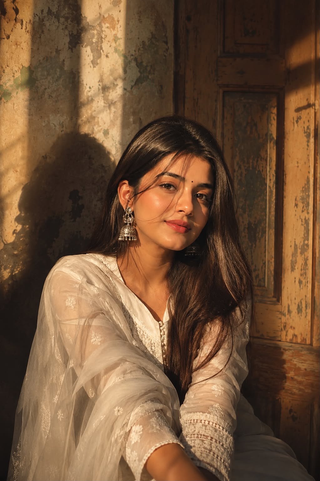 Vintage Room Portrait AI Prompt | Cinematic Golden Hour Editorial Photography