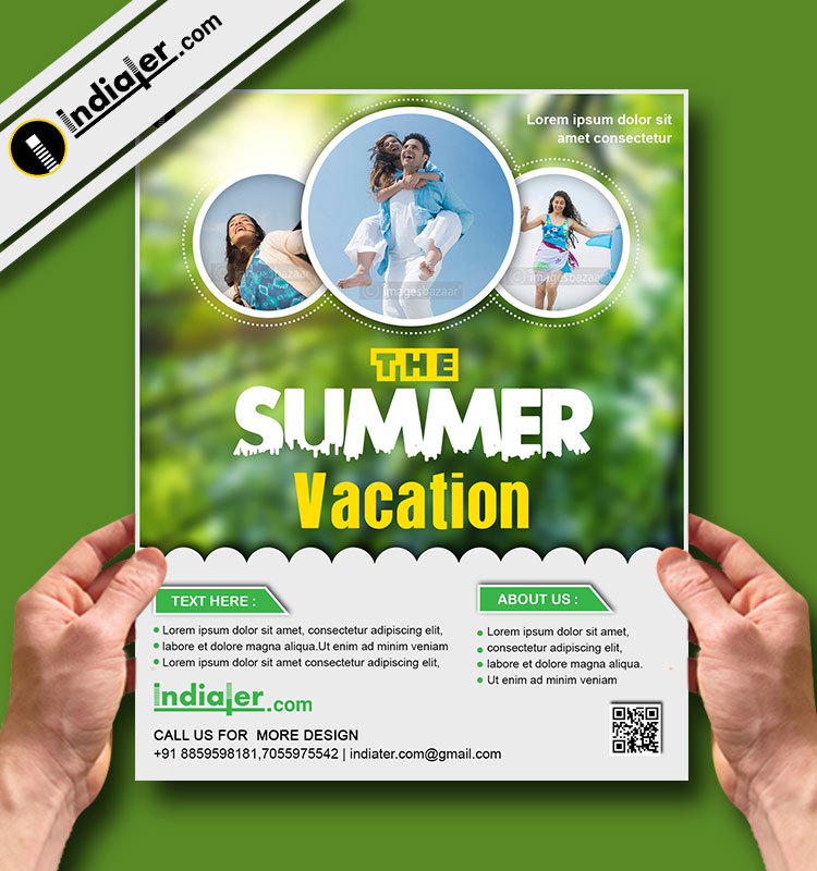 The Summer Vacation poster Free PSD Template