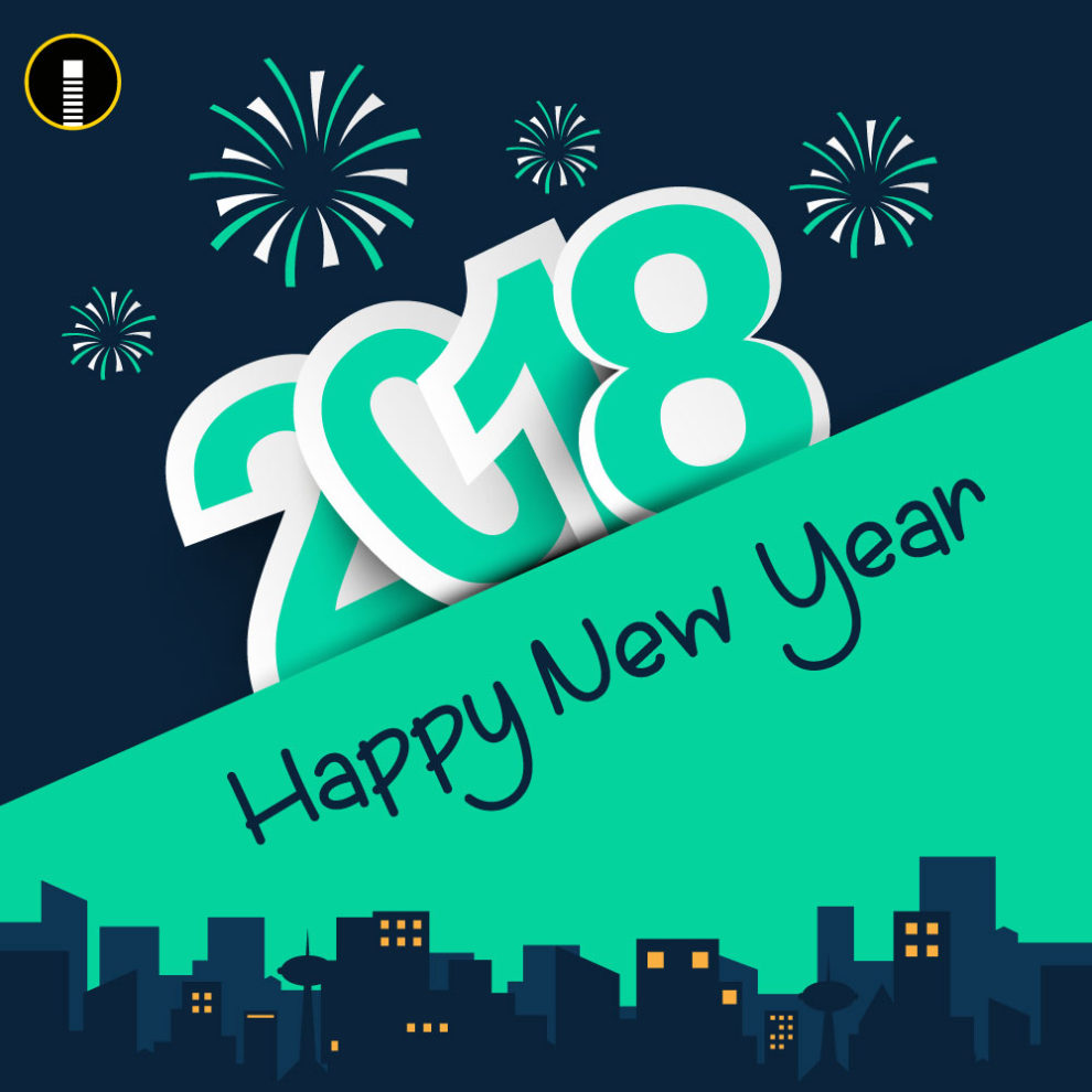 Creative happy new 2018 wishes greeting design template