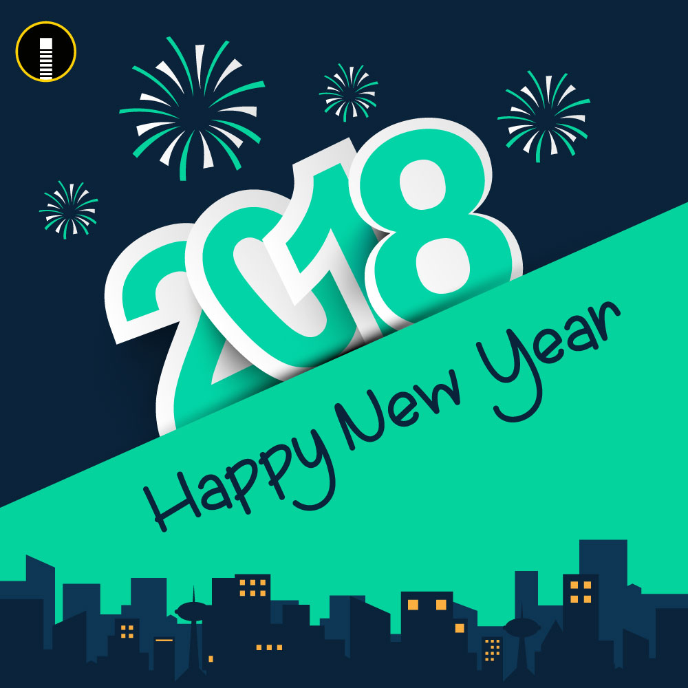 Creative Happy New year 2018 Wishes Greeting Design Template - Indiater