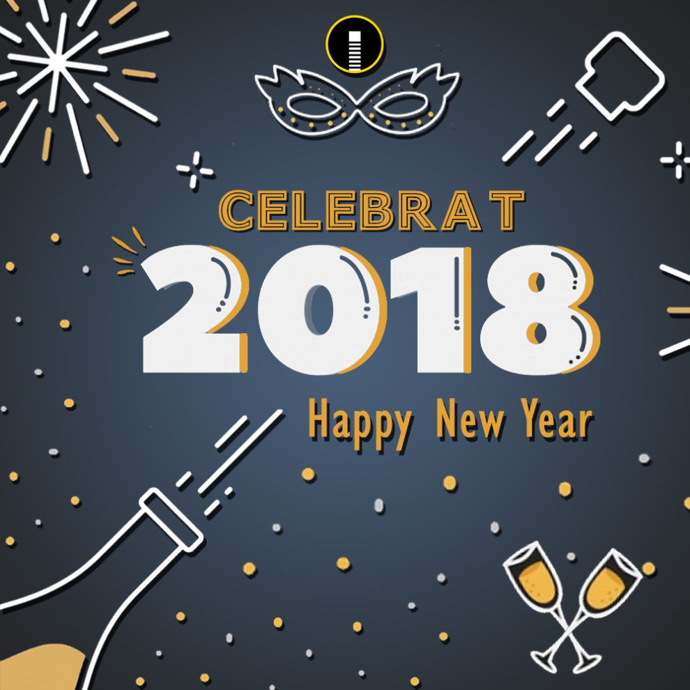 happy New year 2018 celebration creative design template