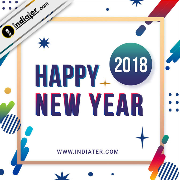 Modern Happy New Year 2018 Celebration Social Media Post Design - Indiater