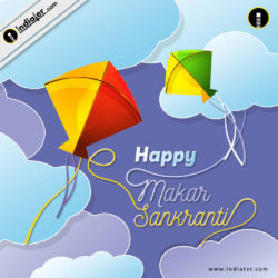 Happy Makar Sankranti festival creative with colorful kite Greeting