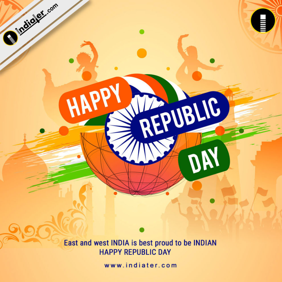 Free Download Happy Republic Day Celebration with Indian Culture Background PSD Template 