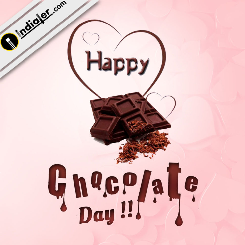 Happy Chocolate Day Message wishes images with Heart Design - Indiater