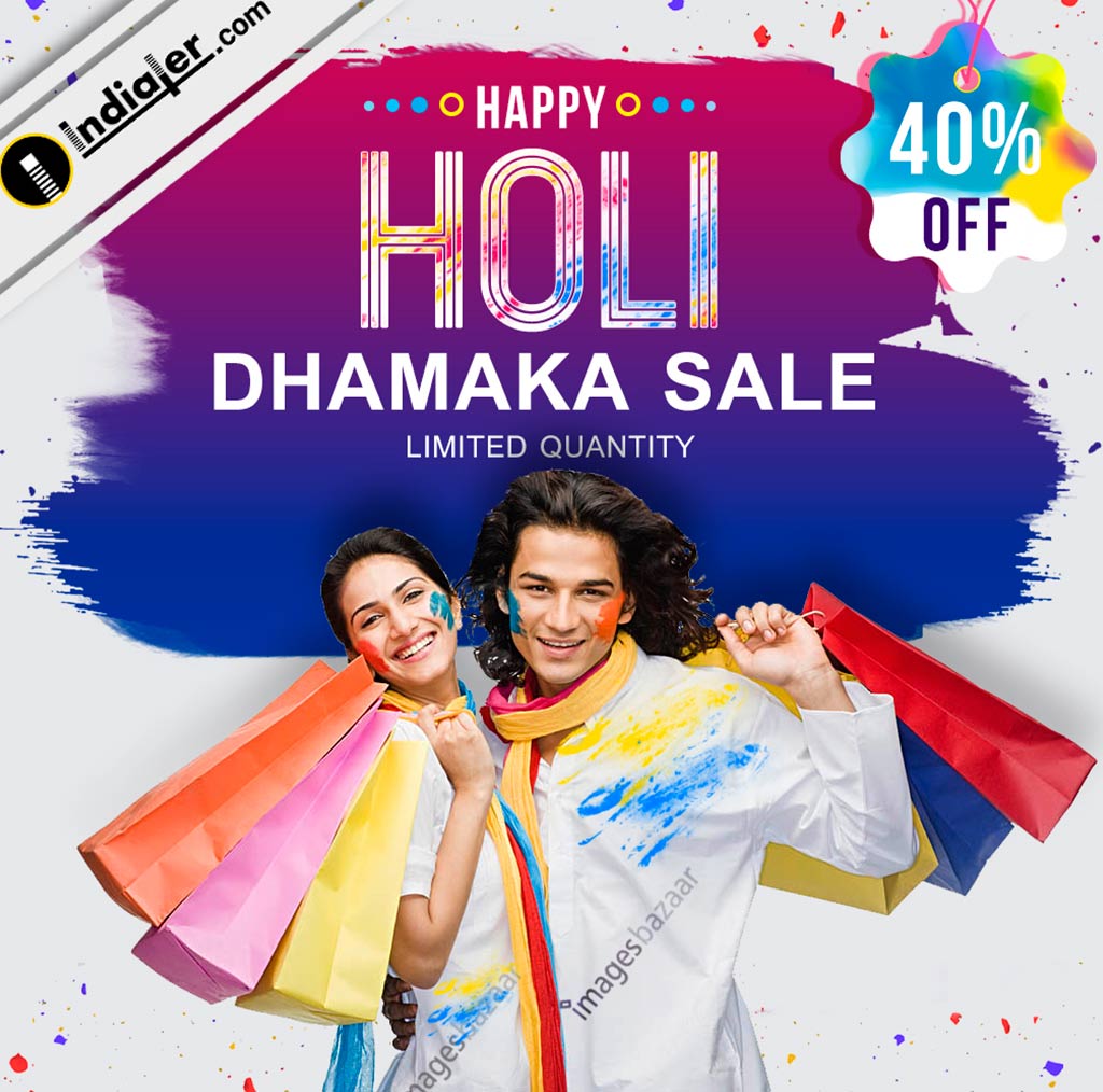 Happy Holi Festival Sale Offer Banner Free PSD Indiater