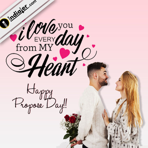 Happy Propose Day Proposal Cards Design with Girl and Boy - Indiater
