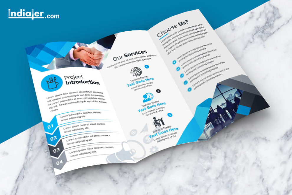 Corporate Tri-fold Brochure free PSD Template - Indiater