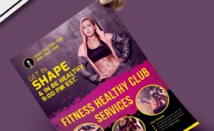 Fitness Health club Services leaflet design PSD Template