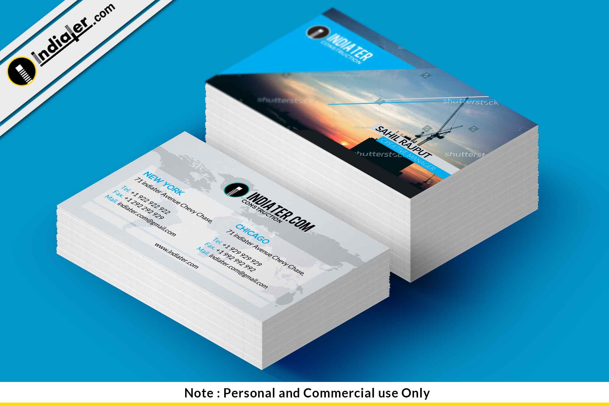 Free Construction Company Business Card Template - Indiater