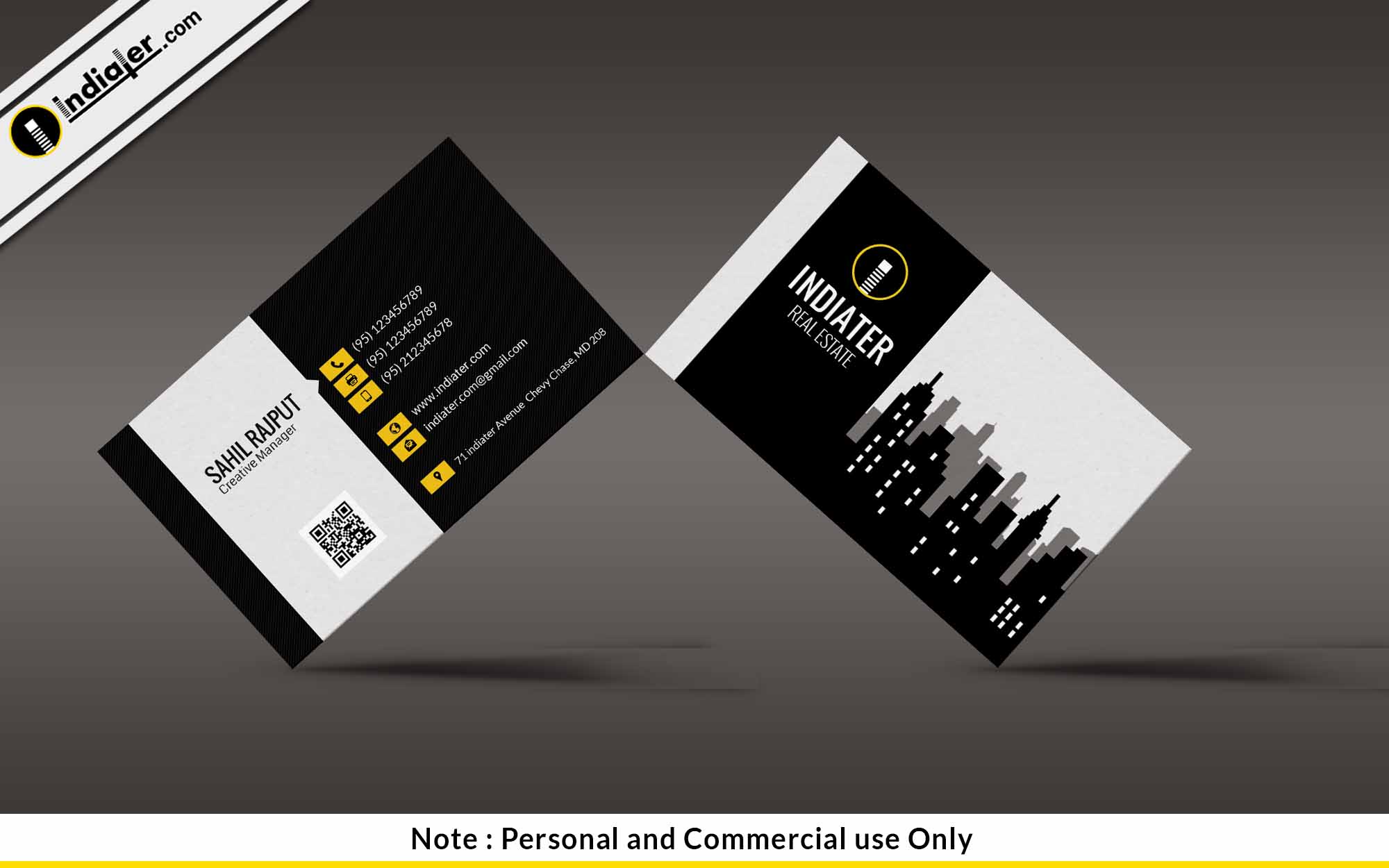 Free Modern Real Estate Business Card PSD Template - Indiater Regarding Real Estate Business Cards Templates Free