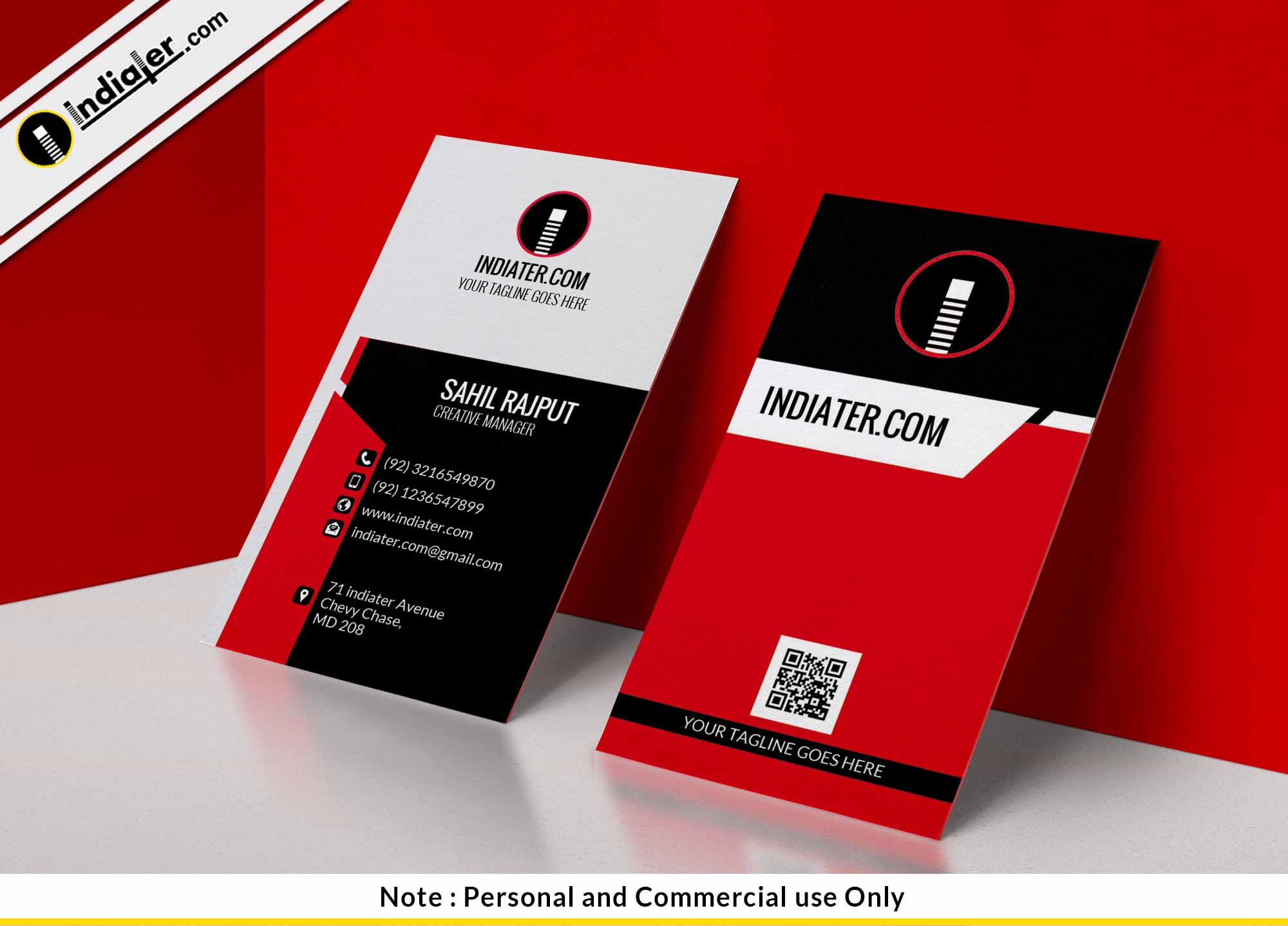 free-modern-simple-red-vertical-business-card-psd-template