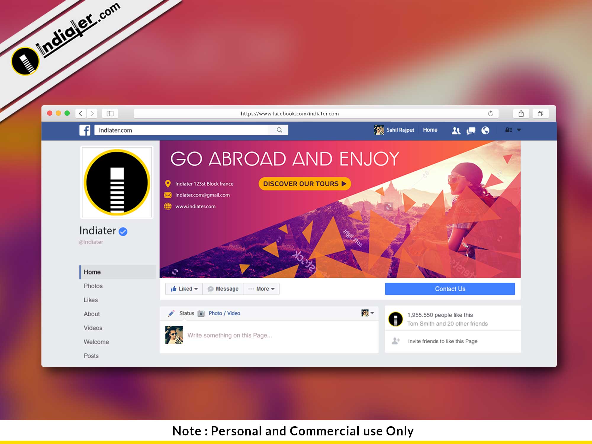 Free Travel Facebook Cover PSD Template - Indiater Regarding Facebook Banner Template Psd