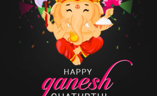 Creative Ganesh Chaturthi image Greetings Card with a quote