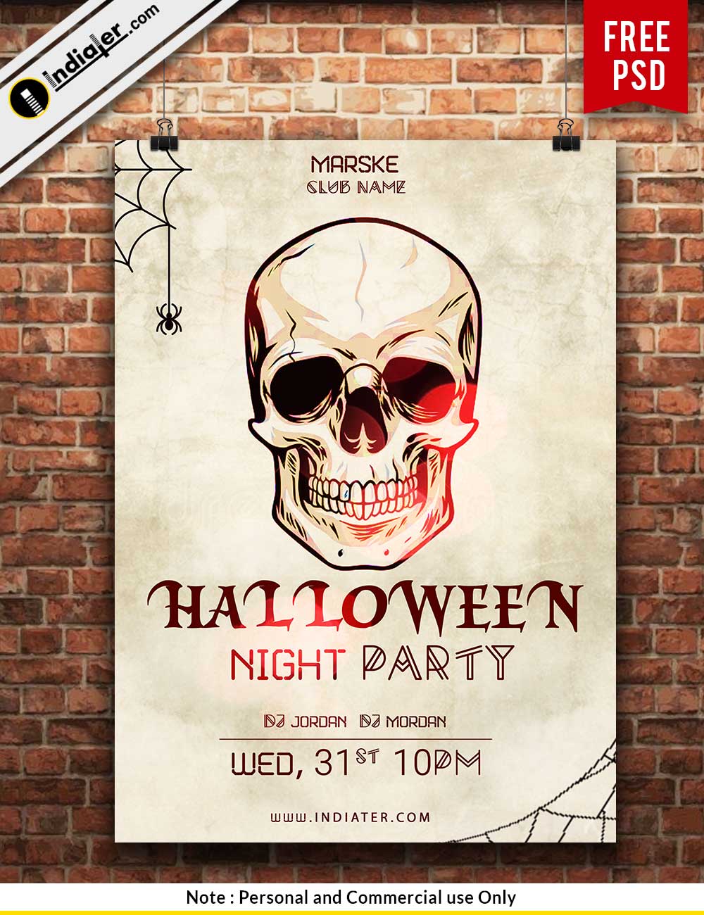 Free Scary Halloween Night Party Poster Design - Indiater