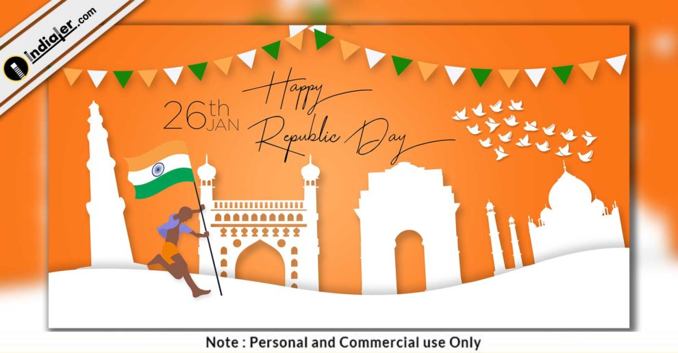 Free 26th Jan Republic Day Celebration With India’s Monument PSD Template 