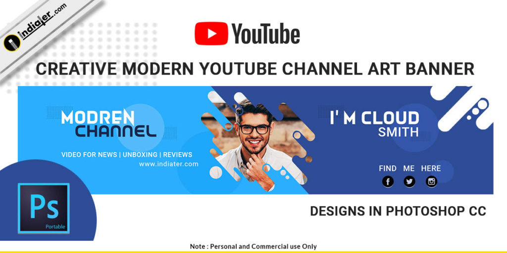 Free Creative Modern Youtube Channel Art Banner PSD - Indiater