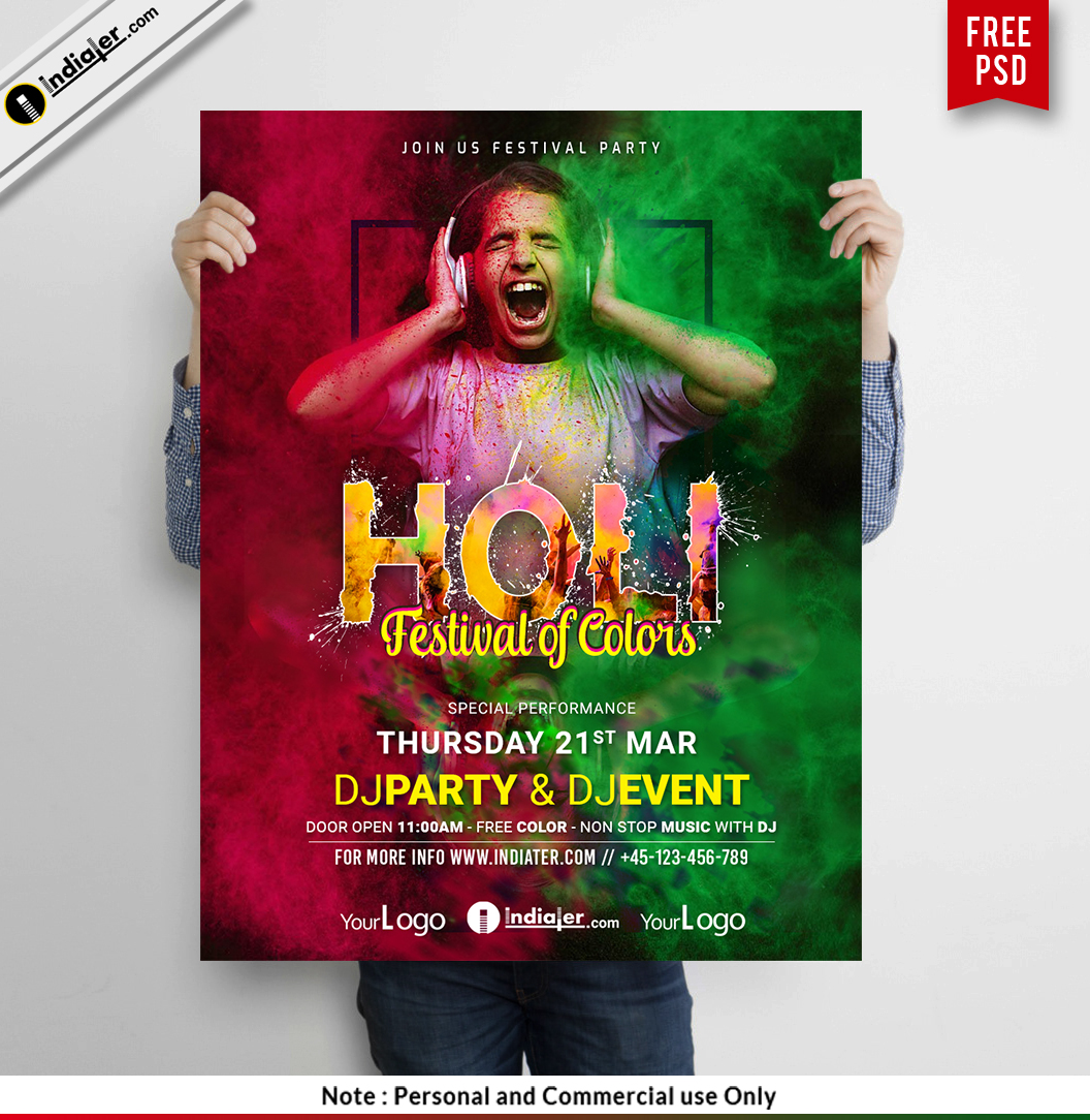 Colorful Holi Festival Celebration Party Poster & Flyer
