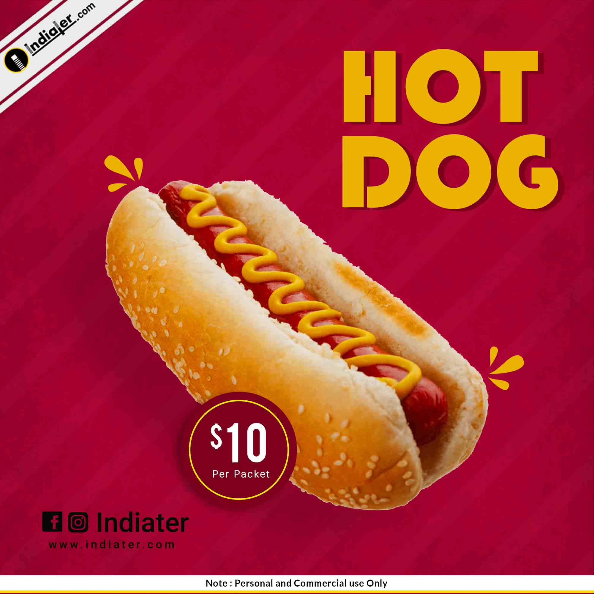 Free Hot Dog Beverage Social Media Ads Design PSD - Indiater Throughout Hot Dog Flyer Template