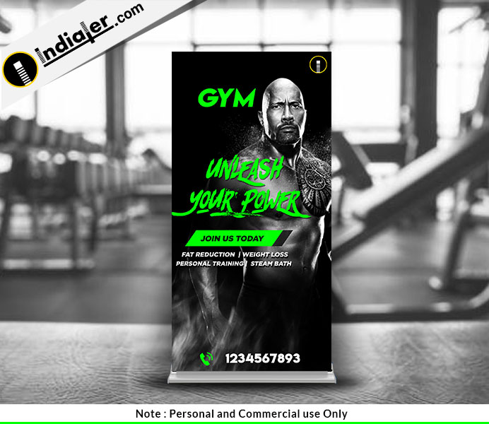 Gym and Fitness Club Standee Free PSD Template