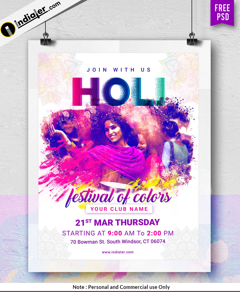 Join Us Holi Festival Celebration Invitation Design Template