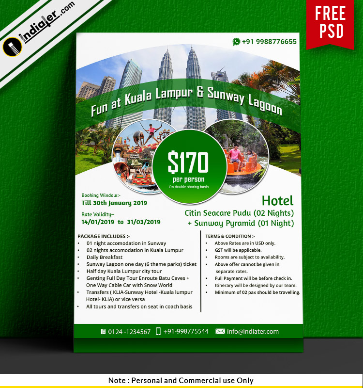 Kuala Lumpur and Sunway Lagoon Travel Flyer Templates