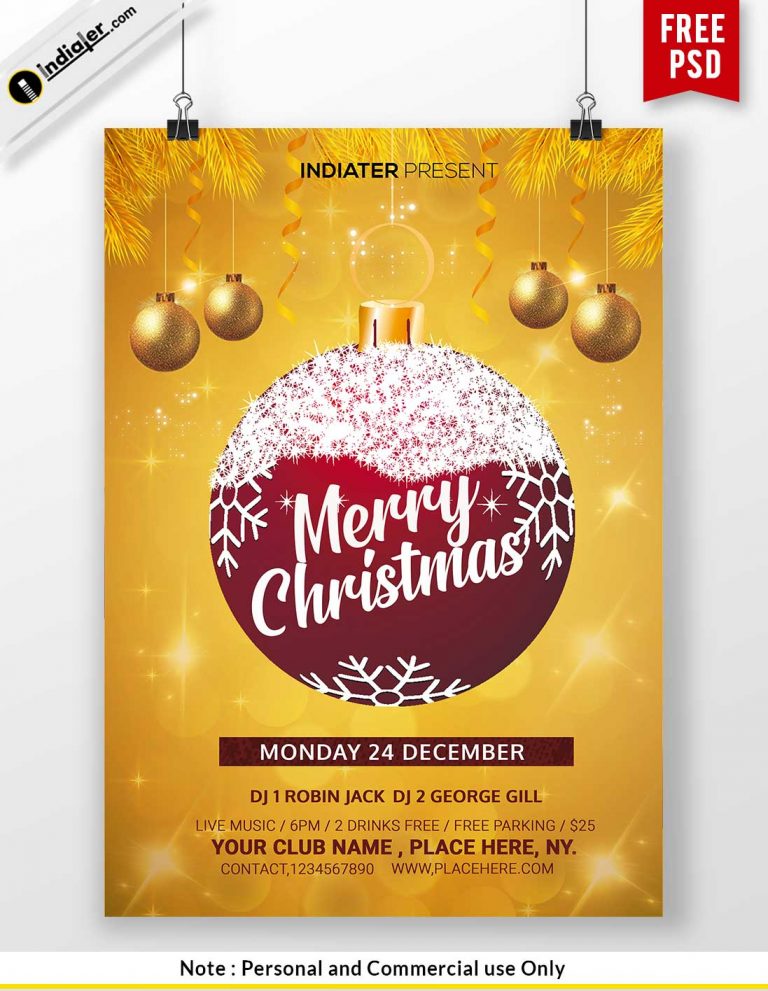 Free Merry Christmas Party Invitation Templates Psd - Indiater